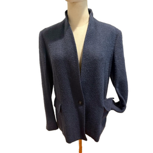 1973 NAVY BOUCLE BLAZER CUSTOM MADE IN ITALY W SHAWL COLLAR MINIMALIST LUXURY 6